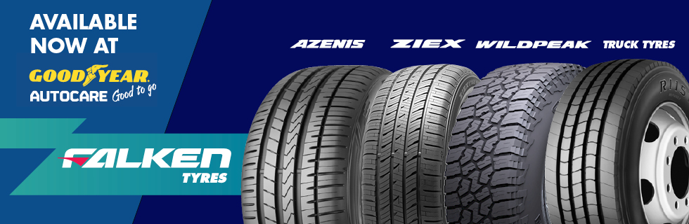Falken Azenis, Ziex, Wildpeak & Truck Tyres available at Goodyear Autocare.